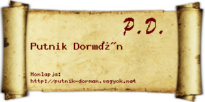 Putnik Dormán névjegykártya